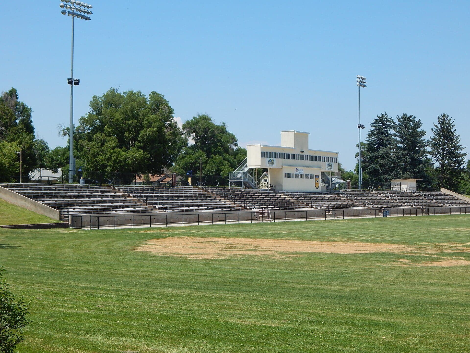 Jackson Field, the University of Northern Colorado soccer stadium, with a grass pitch and stands